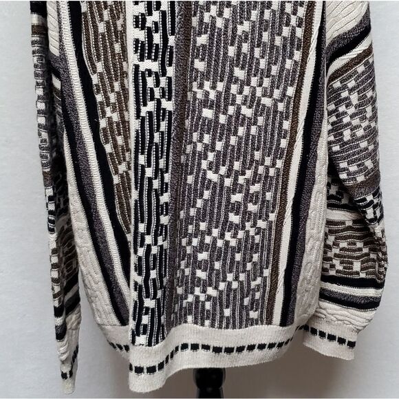 VINTAGE 1980s SW Casuals Barcode Corded Cream Brown Crewneck Knit Sweater 3XLT - Picture 10 of 11